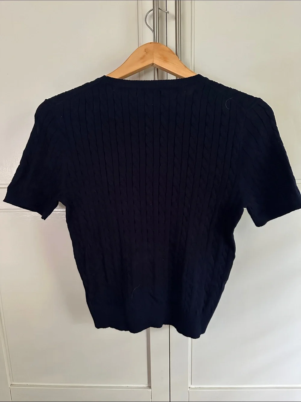 NWT Polo Ralph Lauren Women’s Cable Knit Short Sleeve Sweater Navy Blue PSmall